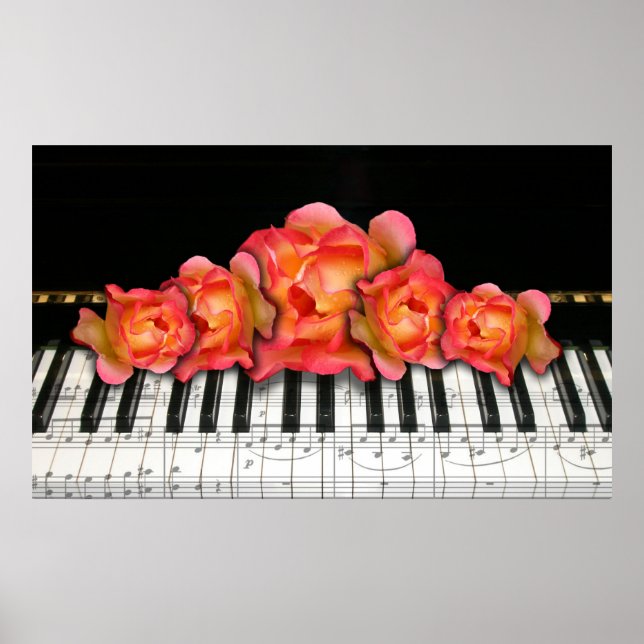 Póster Teclado e Rosas Piano (Frente)