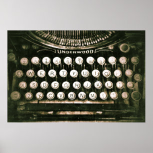 Poster Teclado rústico da máquina de escrever QWERTY do