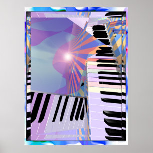Póster Teclados Abstratos e Listras