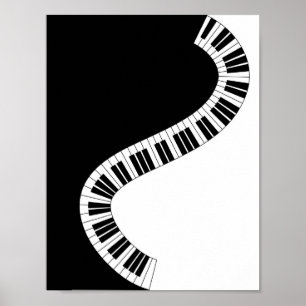 Póster Teclas de Piano Curvas de Onda