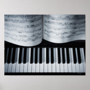 Póster Teclas de Piano e Livro de Música