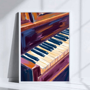 Poster Teclas de Piano Pintura de Pianista