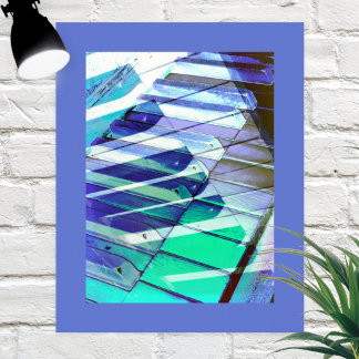 Poster Teclas do teclado do Piano Abstrato de Música Turq