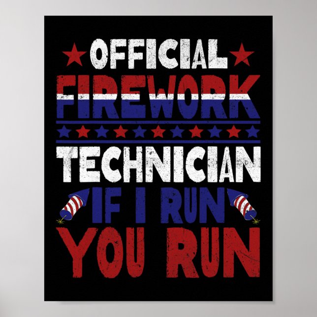 Poster Técnico De Bombeiros Em 4 De Julho Funny Usa Pyro- (Frente)