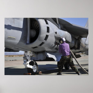 Poster Técnico de combustível de aviação liga uma linha d