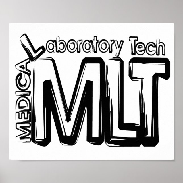 PÓSTER TÉCNICO DE LABORATÓRIO MÉDICO DE TEXTO MLT GRUNGE (Frente)