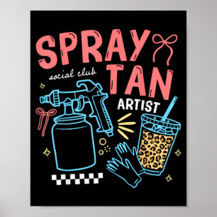 Poster Técnico de Spray Tan Artístico Retro Salão de Bele