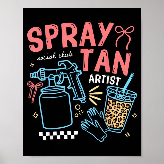 Poster Técnico de Spray Tan Artístico Retro Salão de Bele (Frente)