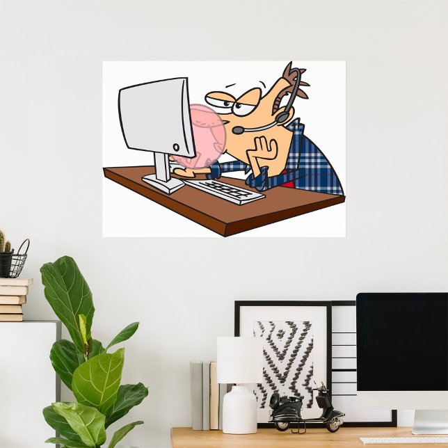 Poster Técnico de Suporte de TI Engraçado Entediado no Tr (Criador carregado)