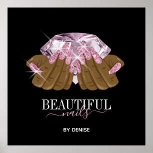 Poster técnico de unhas de mão de uma mulher salão hologr