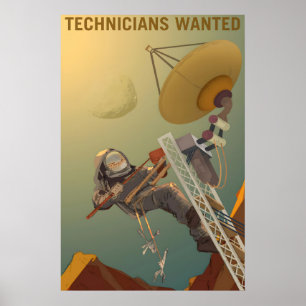 Poster Técnicos Procurados Estilo Retro Clássico Marte