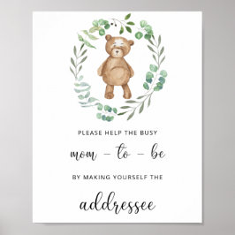 Poster Teddy Ajuda a Futura Mamãe Atarefada a Escrever um