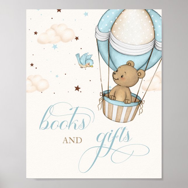 Poster Teddy Bear Air Balloon — Chás de fraldas e present (Frente)