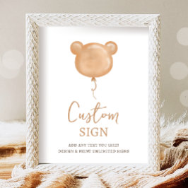 Poster Teddy Bear Balão Beary Primeiro Aniversário Person