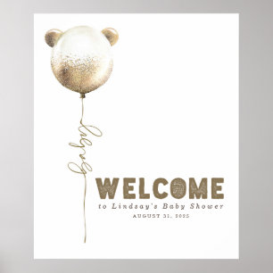 Poster Teddy Bear Balloon Baby Shower Welcome Sign