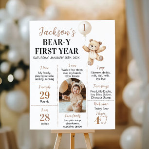 Poster Teddy Bear Balloon Beary Primeiro Ano - Marco