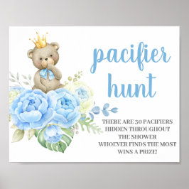Poster Teddy Bear Chá de fraldas Boy Pacifier Hunt