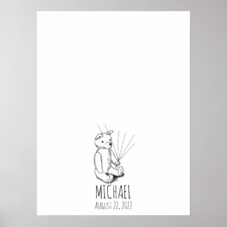 Poster Teddy Bear Fingerprint Guest Book