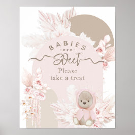 Poster Teddy Bear Modern Boho Girl trata