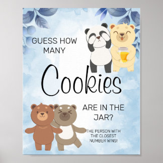Poster Teddy Bears Quantos Cookies Sinal de Jogo de Chá d