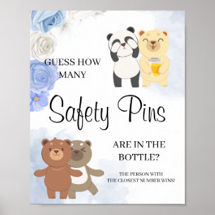 Poster Teddy Bears Quantos Pinos de Segurança - Sinal de