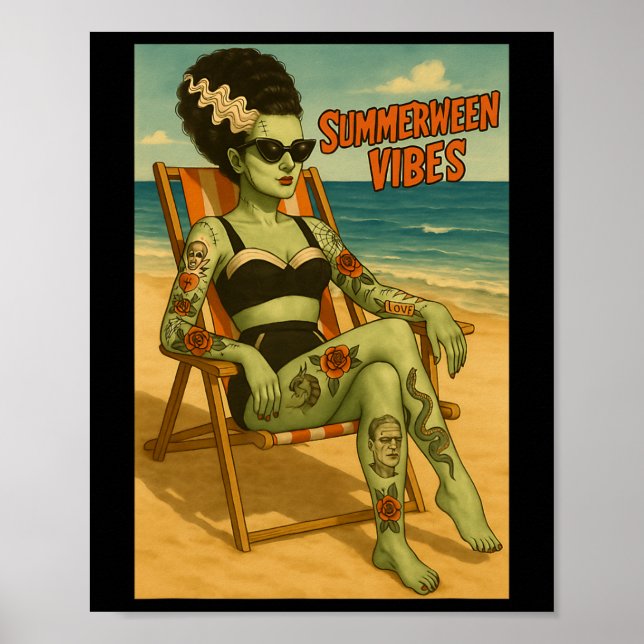 Poster Tee do Estilo Gótico da Praia do Summerbetween Vib (Frente)