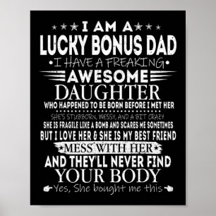 Poster Tee Pai de Bônus da Filha Incrível do Pai