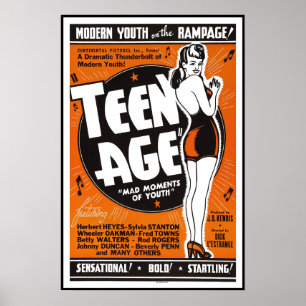 POSTER TEEN AGE MOVIE LOBBY AD 1943