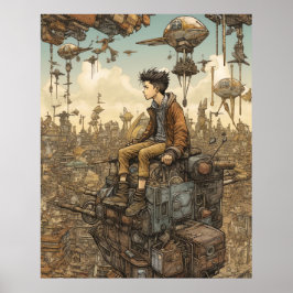 Poster Teen Steampunk no topo da cidade