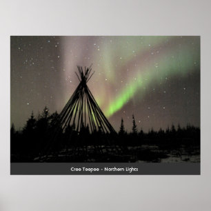 Póster Teepee do Cree - aurora boreal