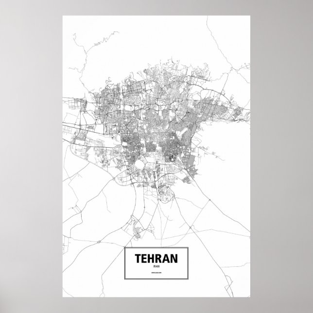 Póster Teerão, Irã (preto no branco) (Frente)
