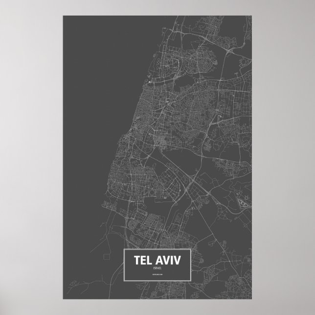 Póster Tel Aviv, Israel (branco a preto) (Frente)