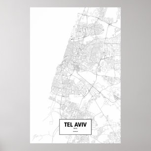 Poster Tel Aviv, Israel (preto no branco)