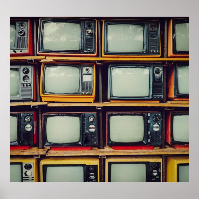 Poster Tela Antiga do Vazio de Televisão Retro (Frente)