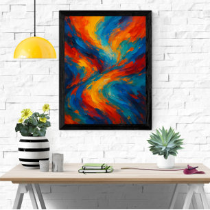 Poster Tela de espiral Abstrato a cores vibrante moderna