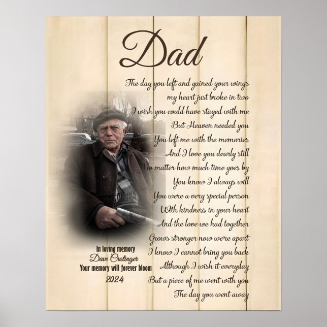 Poster Tela de Foto Personalizada de Memorial para Perda  (Frente)