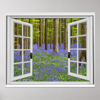 Poster Tela do Bluebells e Árvores Exibir Inverso