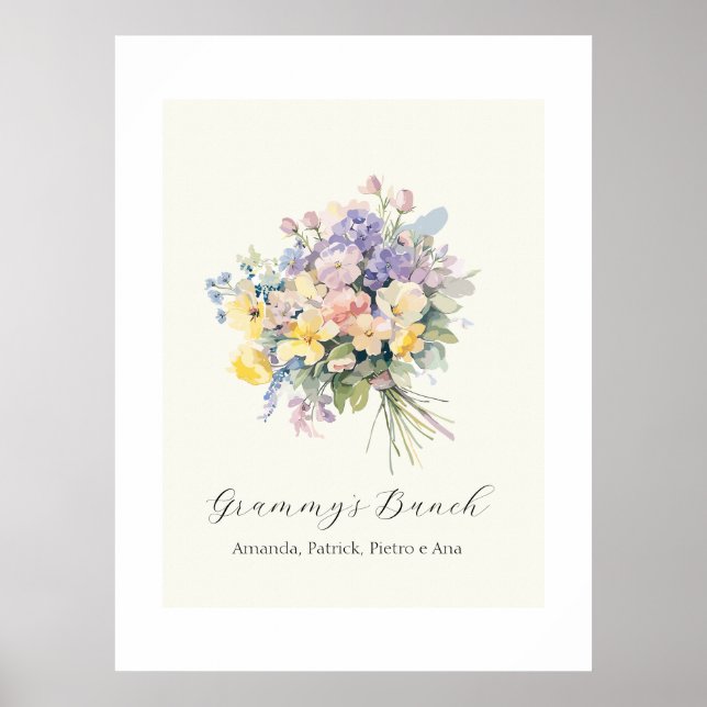 Poster Tela Personalizada Avó Flor de Netos (Frente)