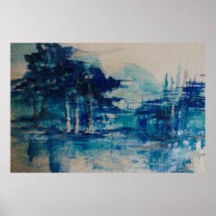 Poster Telas de desenho estendido de árvores rasas