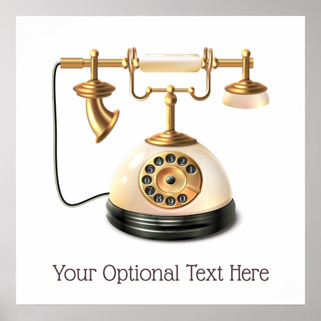 Poster Telefone do Retro de Texto Personalizado (Frente)