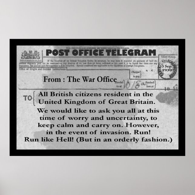 Poster - Telegrama cômico de 18" x 12" (Frente)