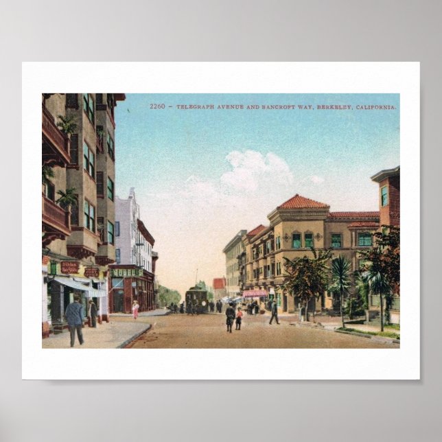 Poster Telegraph Ave., Berkeley, California Vintage Postc (Frente)