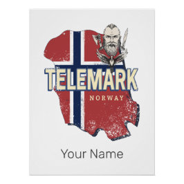 Póster Telemark Norway Province Map Vintage Souvenir