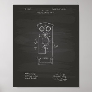 Póster Telephone Toll 1906 Patent Art Chalkboard