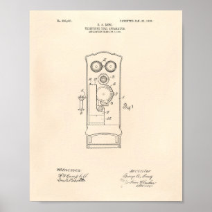 Póster Telephone Toll 1906 Patent Art Old Peper