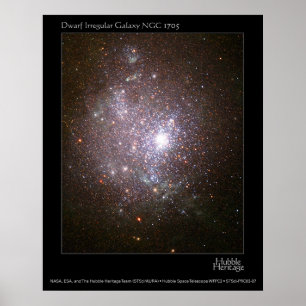 Póster Telescópio 1705 da galáxia NGC Hubble do anão