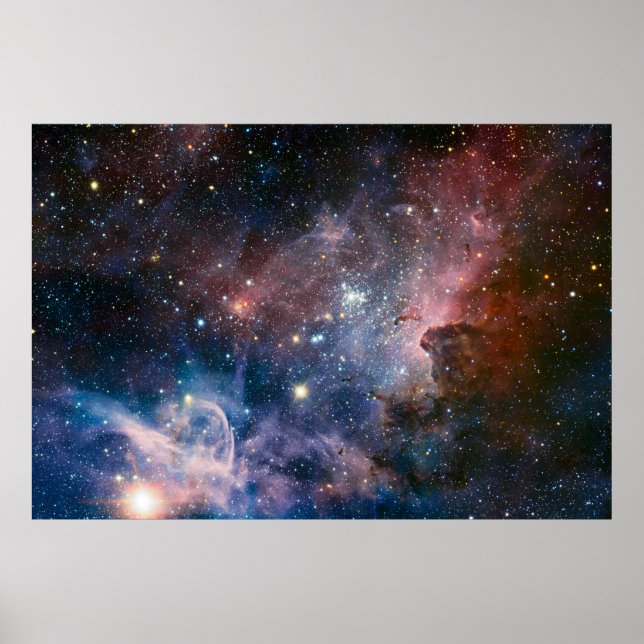 Poster Telescópio do Hubble da Nebulosa Vermelha e Azul (Frente)