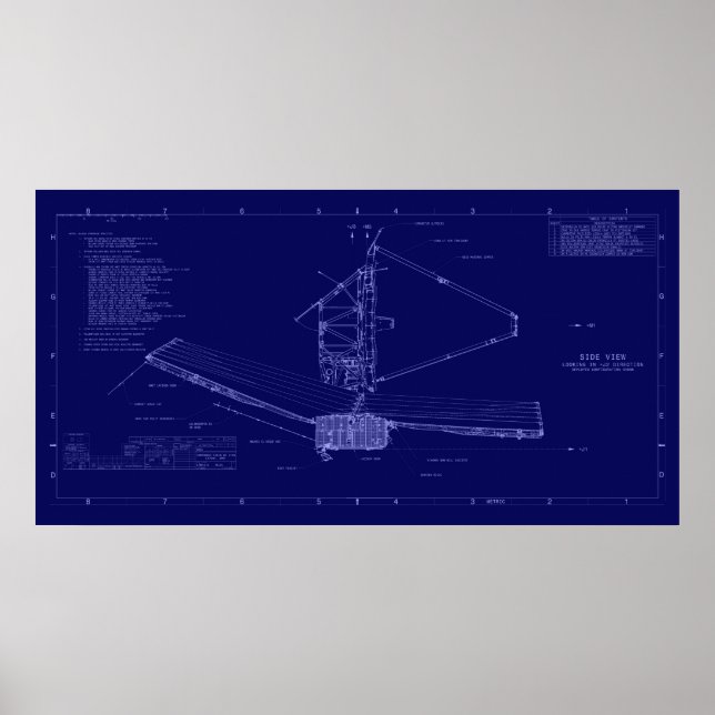 Poster Telescópio Espacial do James Webb Blueprint (Frente)