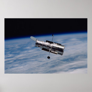 Poster Telescópio espacial e terra de Hubble