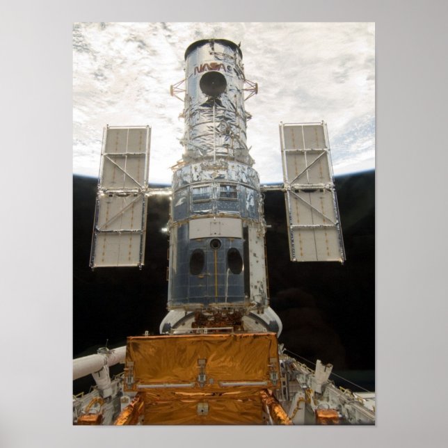 Póster Telescópio Espacial Hubble e Atlantis (Frente)